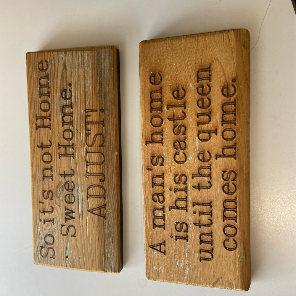 Two wooded signs